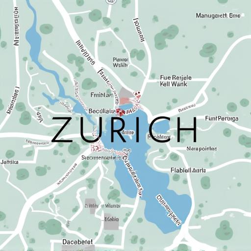 A stylized map showing the location of Zurich, Switzerland.